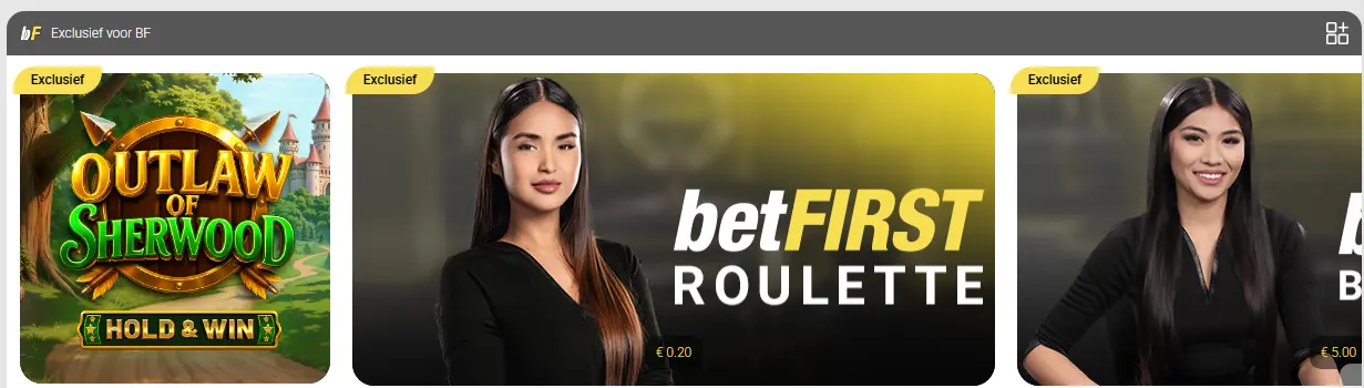 Bibliotheek met tafelspellen, slots en live casino