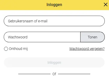 Inloggedeelte – toegang tot spelersaccount